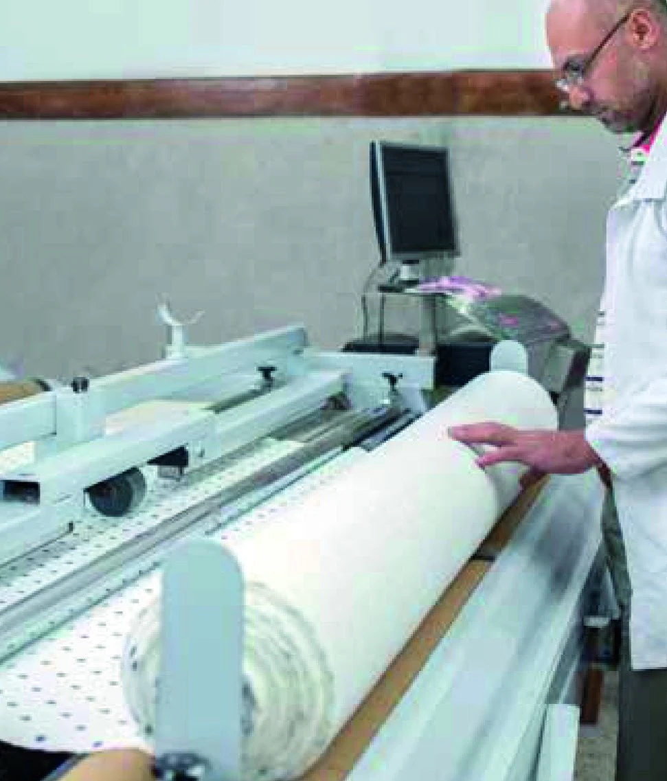 Fabric printing technician at work